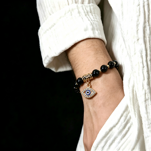 Wear Obsidian Evil Eye Bracelet on Left Wrist