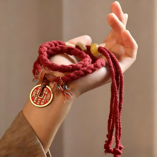 Taoist Protection Amulet, Cinnabar Filled, Handwoven