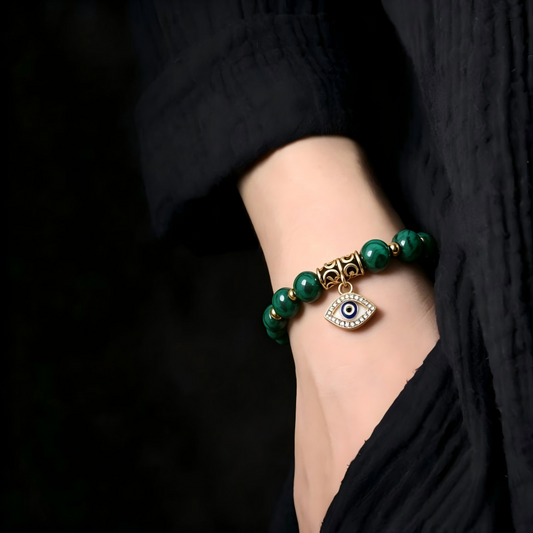Wear Evil Eye Malachite Bracelet on Left Wrist – Block Bad Luck, Attract Good Fortune