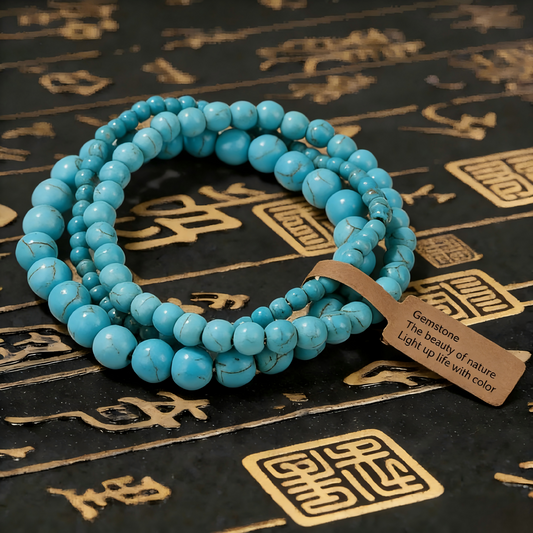 Natural Turquoise Triple Wrap Bracelet – Healing Stone for Truth & Abundance