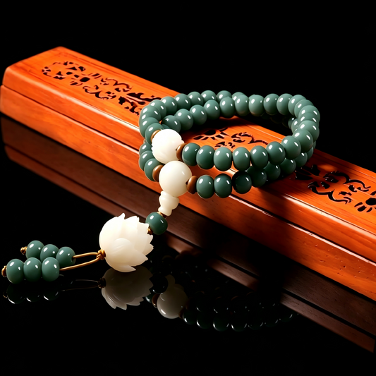 Green Bodhi Root Lotus Bracelet – Rare Seed for Awakening & Inner Peace