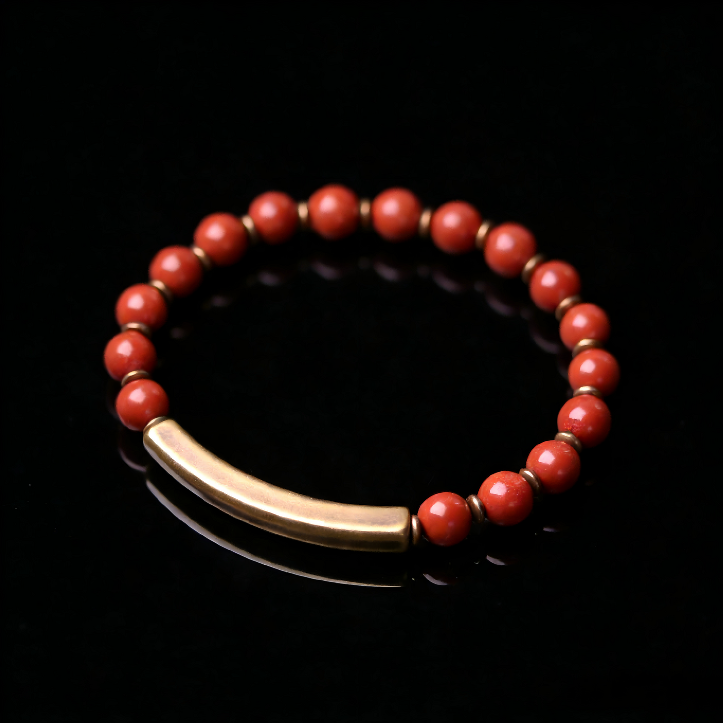 Red Jasper & Brass Couple Bracelet