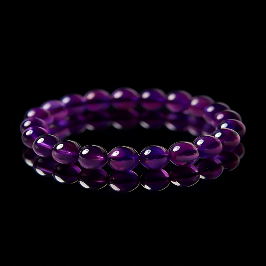 Natural Deep Purple Amethyst Bracelet — High Vibration Healing Crystal