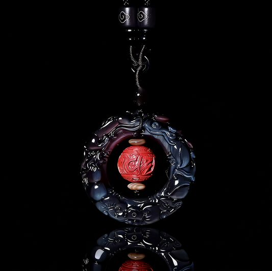 Feng Shui Cinnabar Obsidian Pixiu Pendant — Spiritual Shield, Wealth Guardian, Grounding Anchor