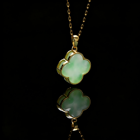 Four-Leaf Clover Jade Necklace – Love, Health, Wealth & Good Luck Charm