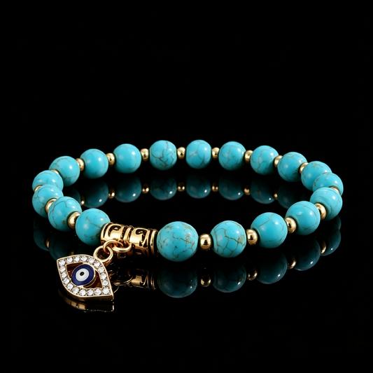 Evil Eye Turquoise Bracelet – Protection, Good Luck & Boho Style
