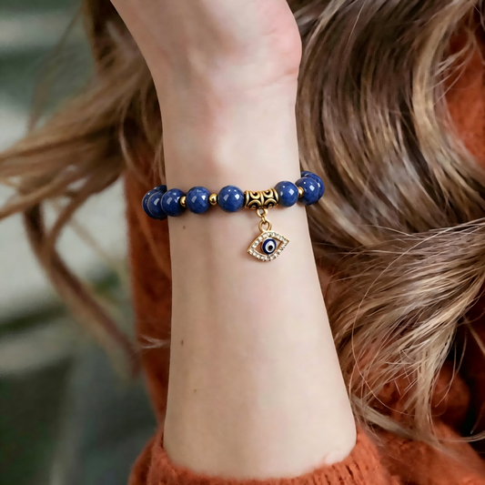 Wear Evil Eye Lapis Bracelet on Left Wrist – Daily Shield for Clear Mind & Strong Aura