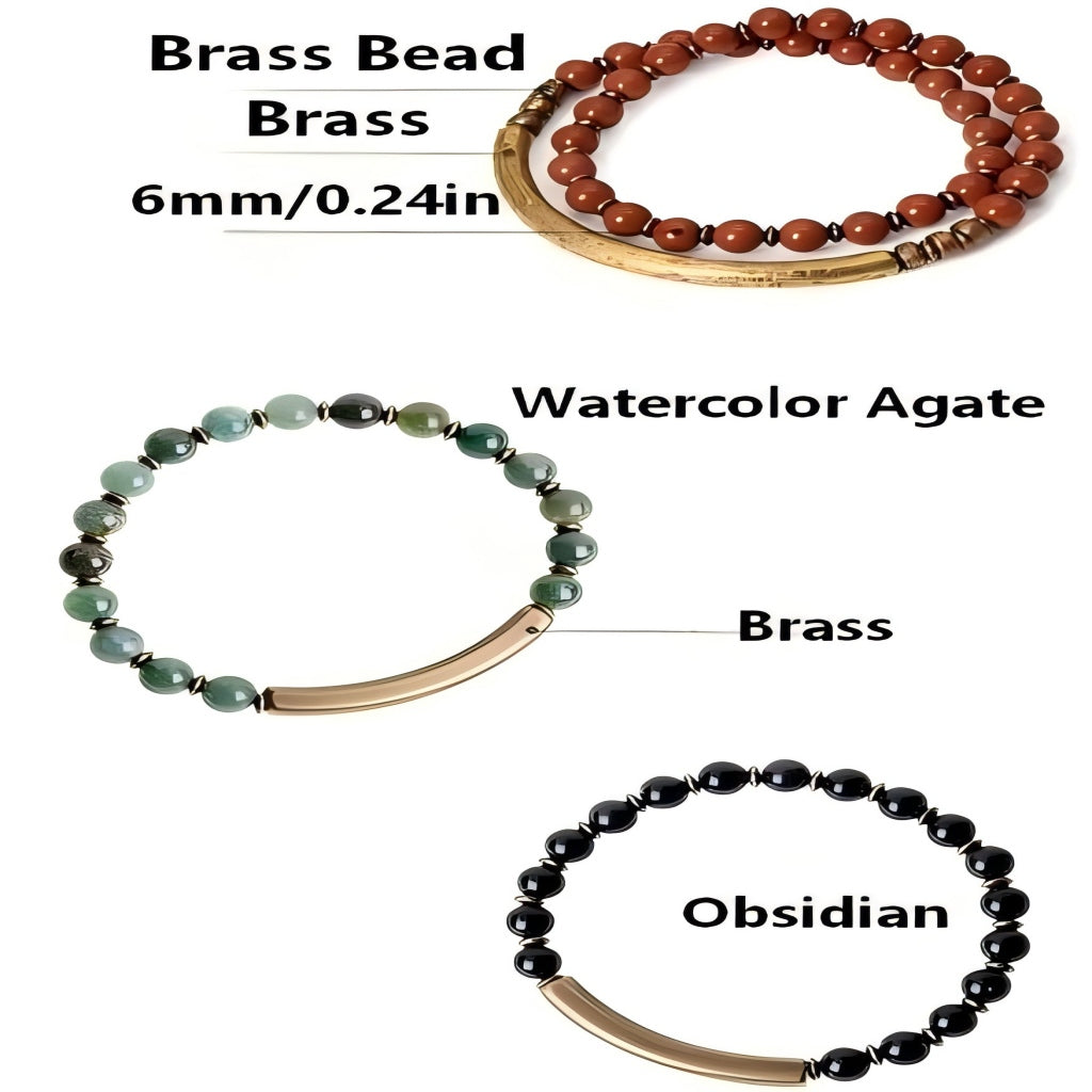 Endurance Stone Red Jasper Brass Couple Bracelet