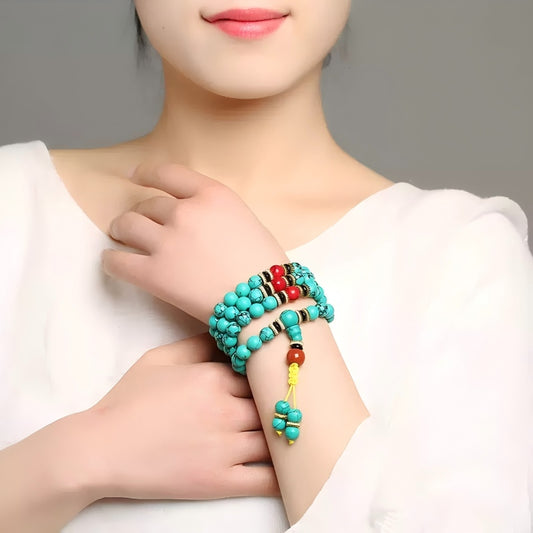 Wear Tibetan Mala on Left Wrist or as Necklace