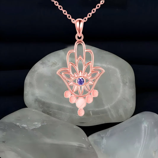 Hamsa Lotus Protection Necklace