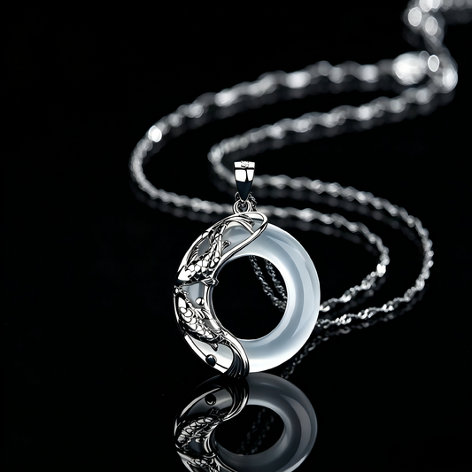 Moonstone Koi Good Luck Necklace – Sterling Silver Pendant for Fortune & Peace