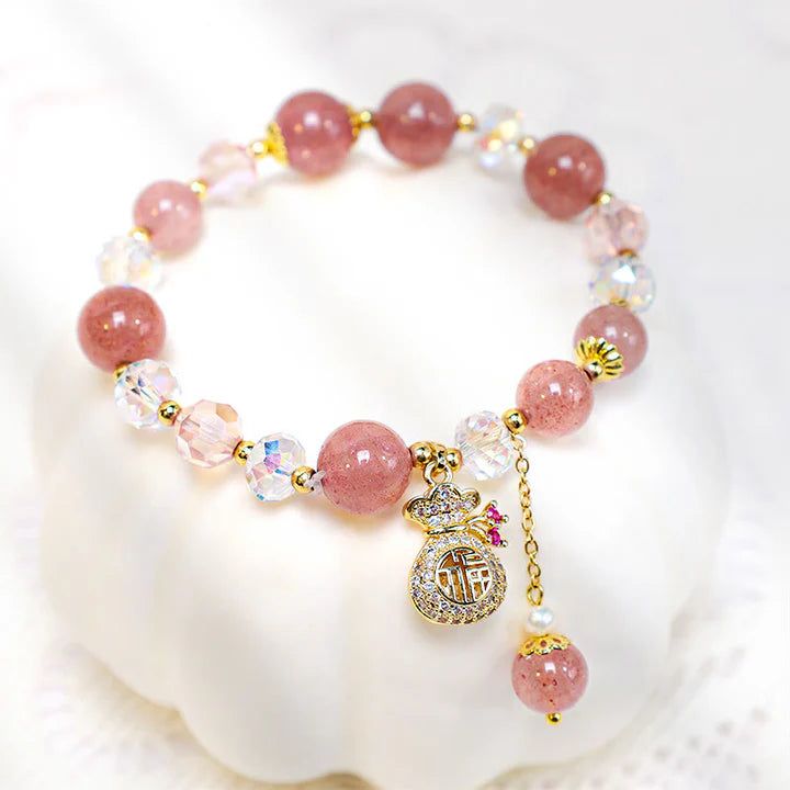 Strawberry Quartz Money Bag Bracelet