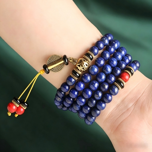 Deep Blue Lapis Lazuli with Red Turquoise & Brass